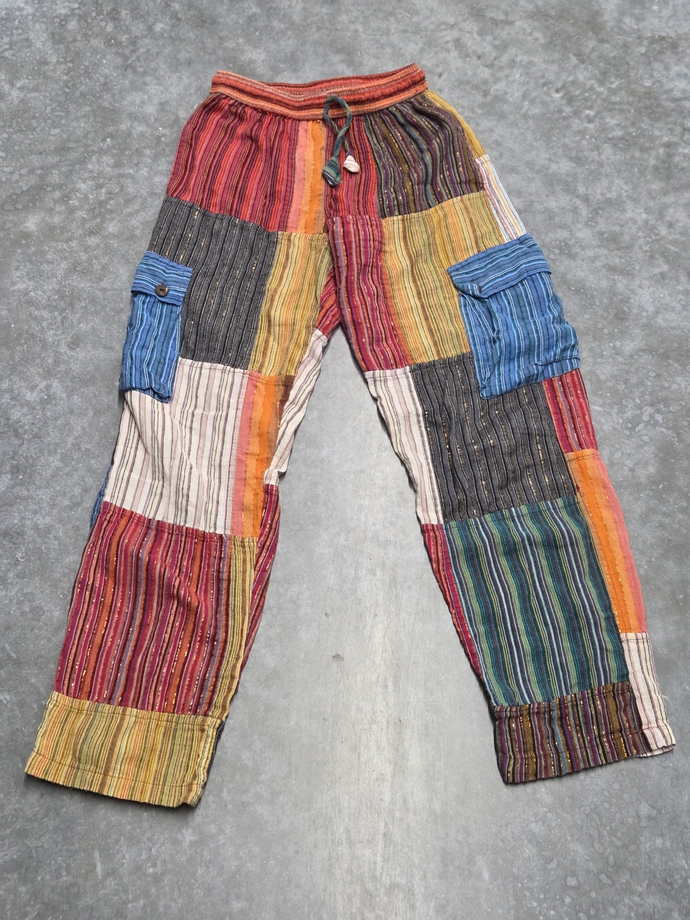 Shop Therapy Patchwork Multicolor Cargo Pants Hippie Festival Grung Size M